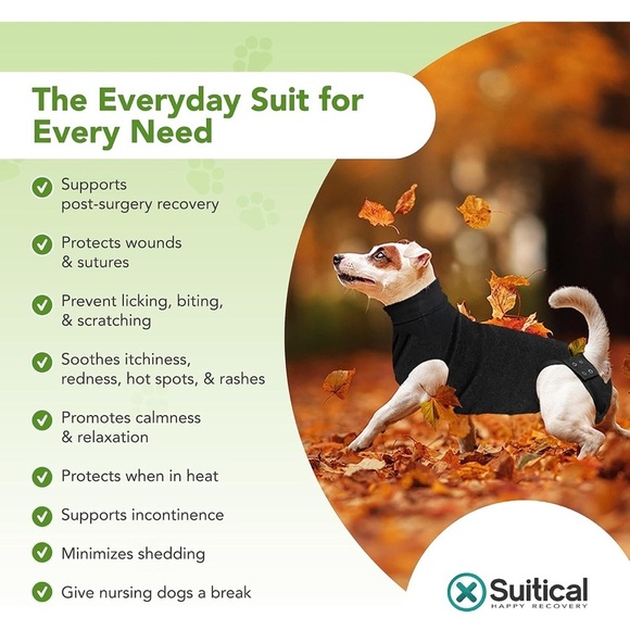 Suitical Recovery Suit Dog, Small Plus, Black - Picture 3 of 12